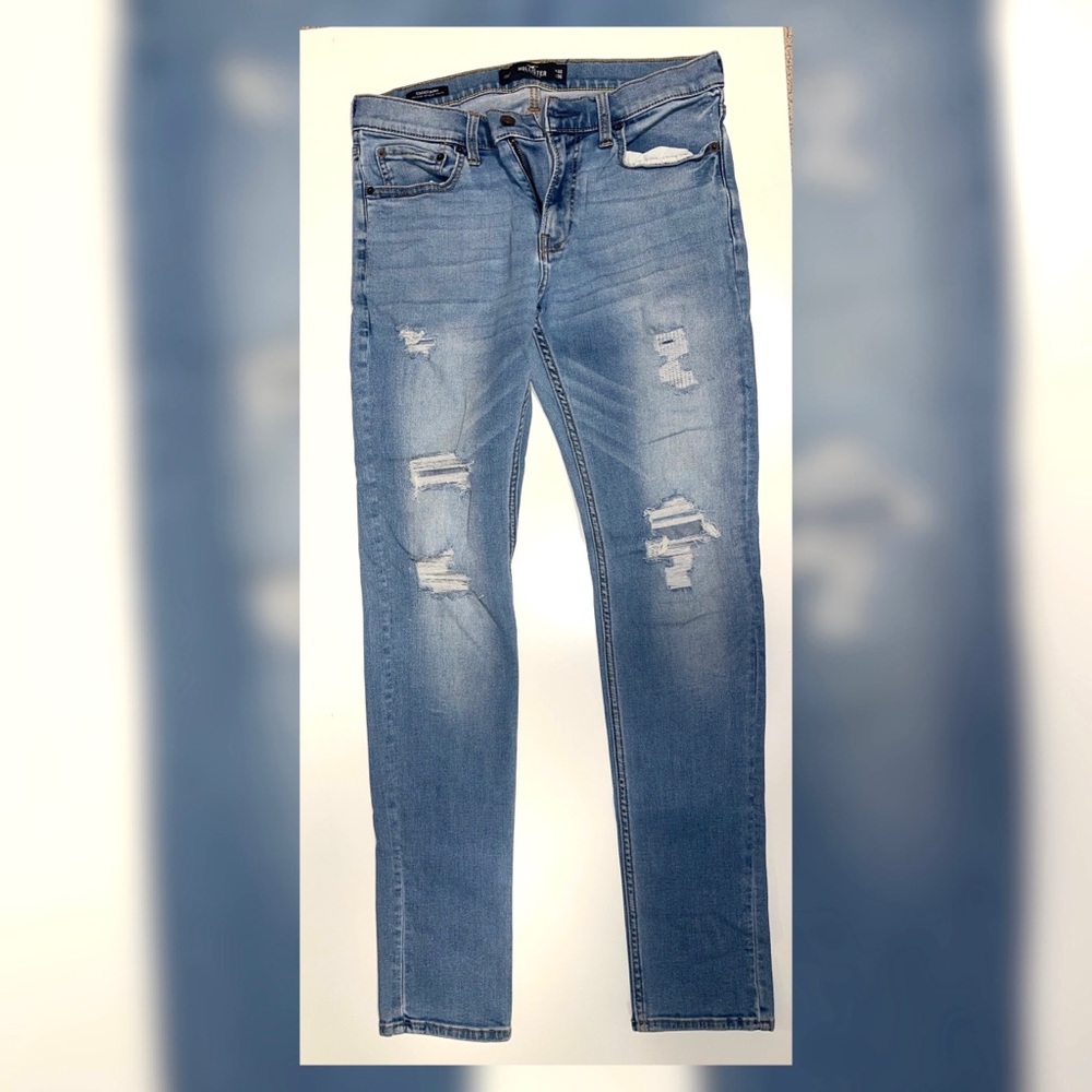 Hollister stacked skinny jeans blue size 32